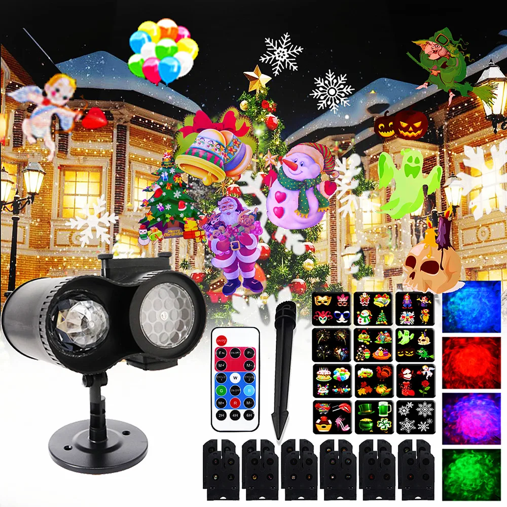 Snowflake Christmas Projector, Christmas Pattern LED Stage Light, Outdoor Lighting Christmas Decoration, Snowflake Party Light