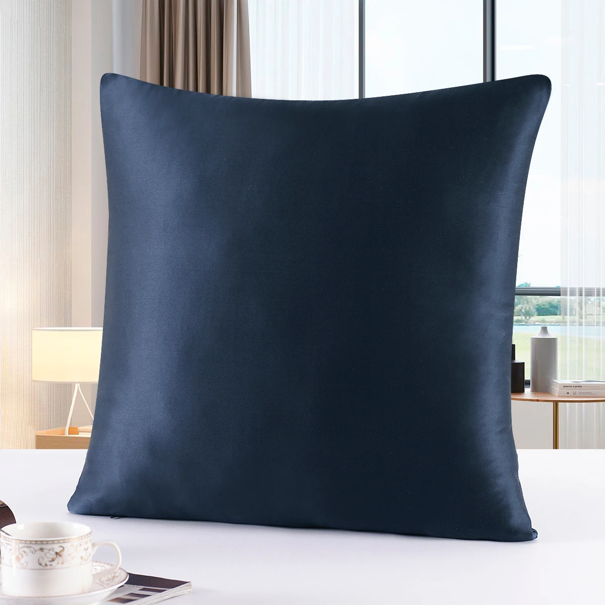 2pc 48x74cm pure emulation silk satin pillowcase single pillow cover multicolor not including filling 100% Pure Silk Pillowcase With Zipper Cushion Pillow Cover Solid Multicolor Many Sizes 40x40cm 80x80cm