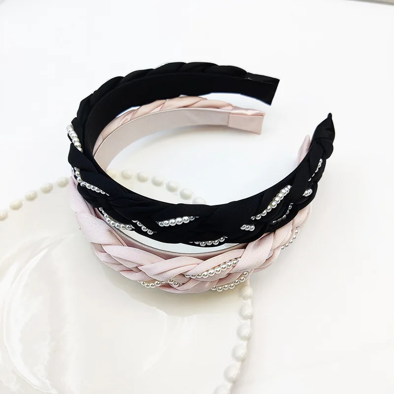 

Small Spice Twist Braid Headband Women's Superior Touch Hand Sewn Pearl Press Headband Cloth To Show High Broken Hair Face Hair