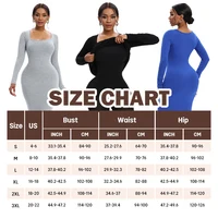 Women Long Sleeve Maxi Shapewear Slips Dress Slimming Waist Hip Enhancer Body Shaper With Built In Bra 6