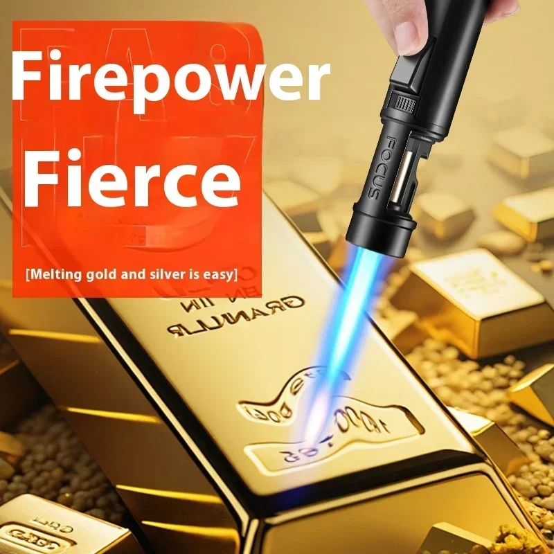 Windproof Jet Torch Gas Lighter Butane Refillable Blue Flame for Kitchen Cooking Metal Welding Outdoor Cigar Barbecue