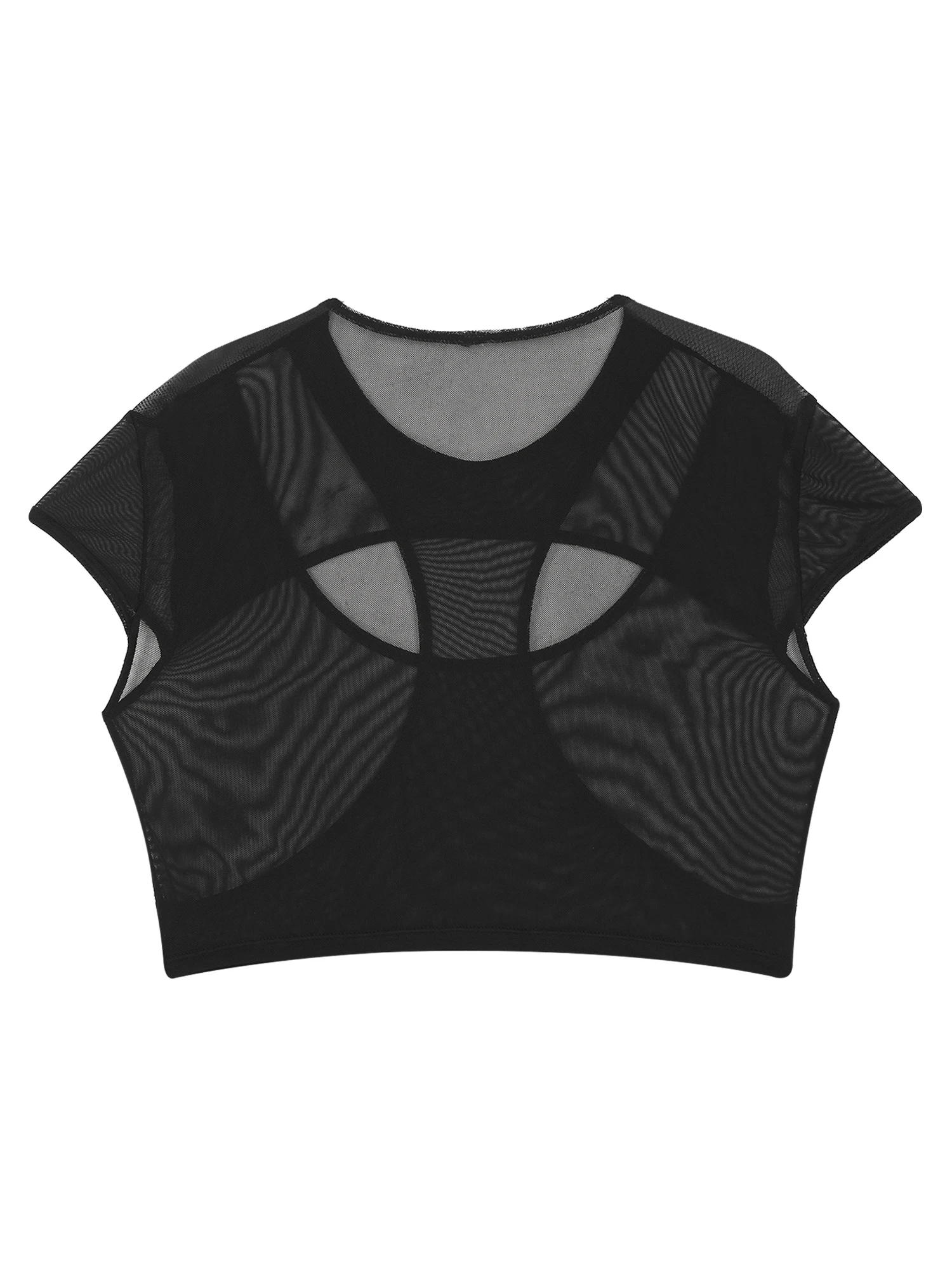 Mens See-through Mesh Sport Tops Short Sleeve Slim Fit Running Vests T-shirt Hollow Out Crop Top Man Club Raves Danc