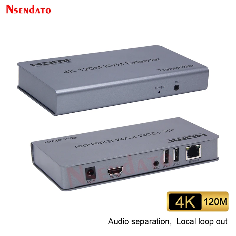 KVM Extender HDMI RJ45 4K 120m With USB Audio over Cat6 Ethernet For Mouse Keyboard |