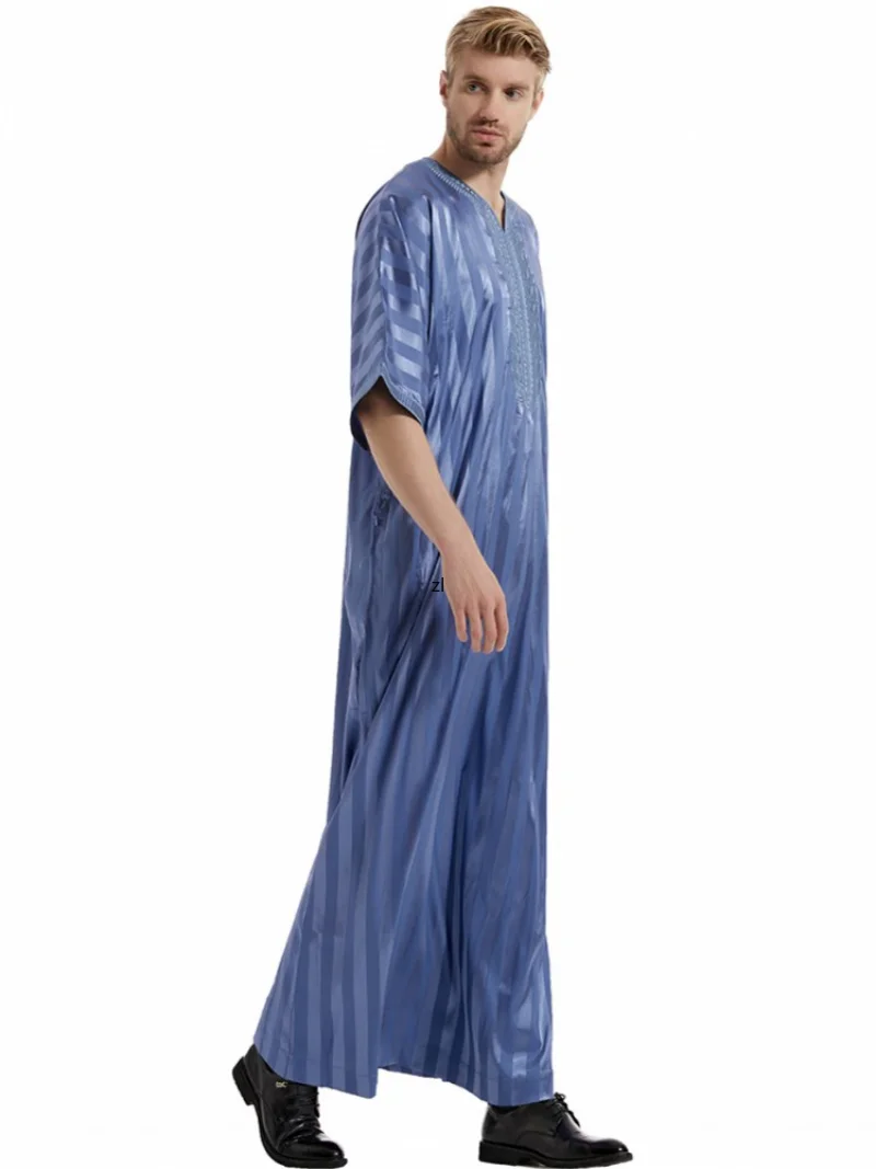 Мусульманский мужской Jubba Thobe, Однотонный женский Средний халат, Саудовский мундун, рубашка с воротником-стойкой, исламский арабский кафтан, Мужская абайя мужской мусульманский исламский кафтан винтажный арабский халат с длинным рукавом мужская свободная одежда jubba thobe дубай абайя турция с