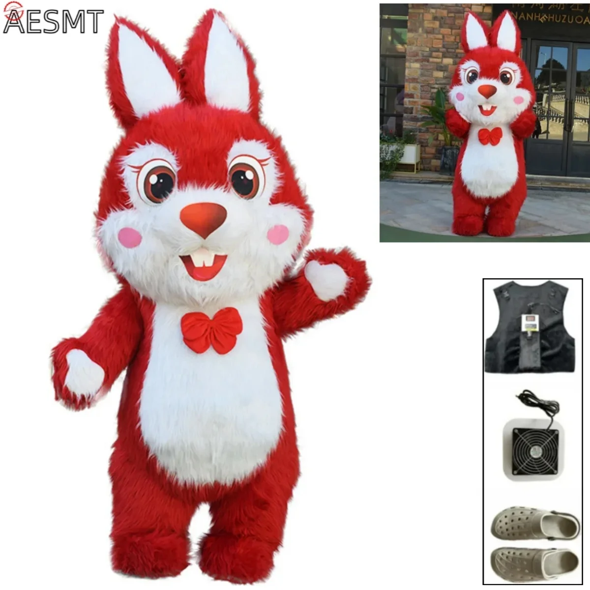 

260cm Large Inflatable Rabbit Costume Mascot Plush Cartoon Doll Advertising Party Carnival Event Adult Dress Atmosphere Clothing