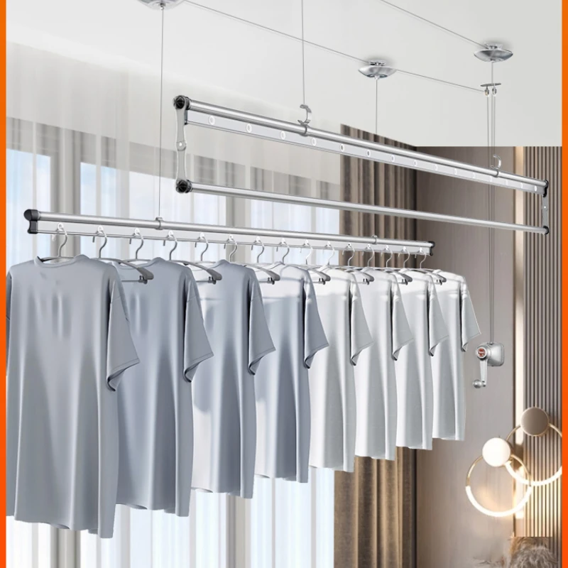 

Double-Pole Balcony Clothes Rack Hand-Cranking Three-Pole Clothing Rod Outdoor Manual