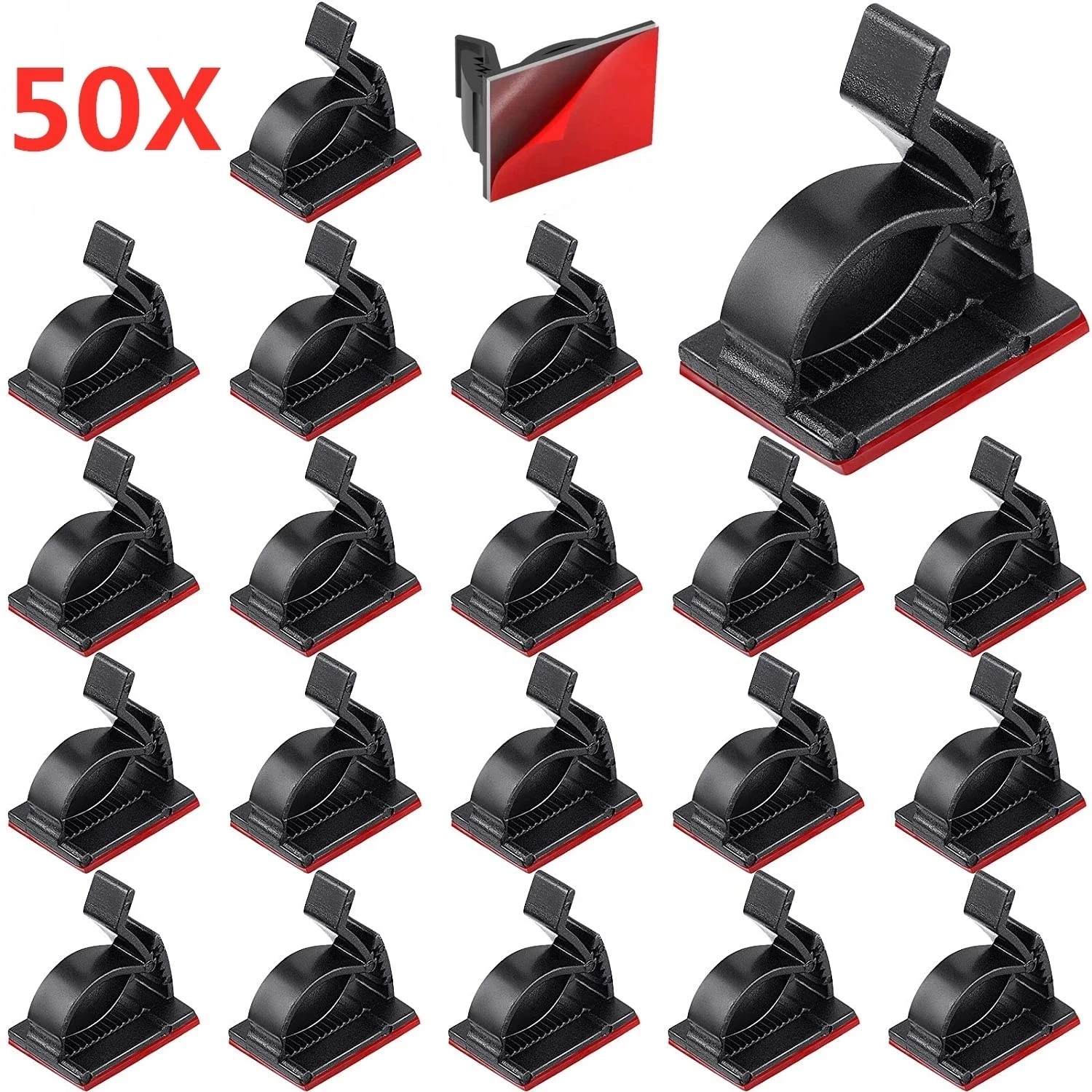 

10/50PCS Adhesive Cable Organizer Clips Table Cable Management Adjustable Cord Holder For Car PC TV Charging Wire Bobbin Winder