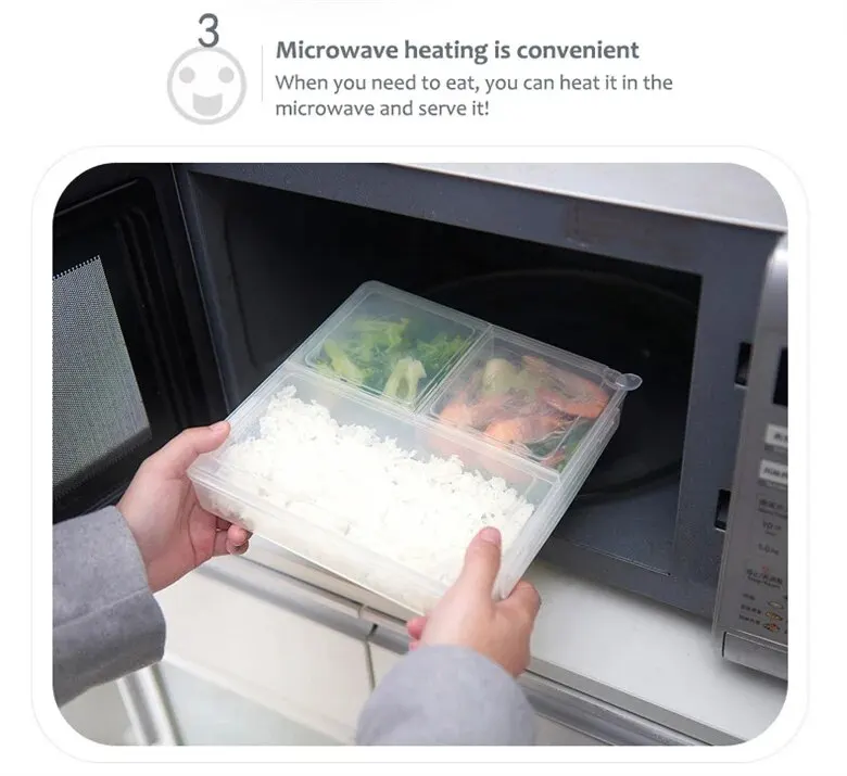 3 Grids Food Storage Box Container Fruit Vegetable Refrigerator Freezer Organizers Sub-Packed Meat Ginger Kitchen Accessories