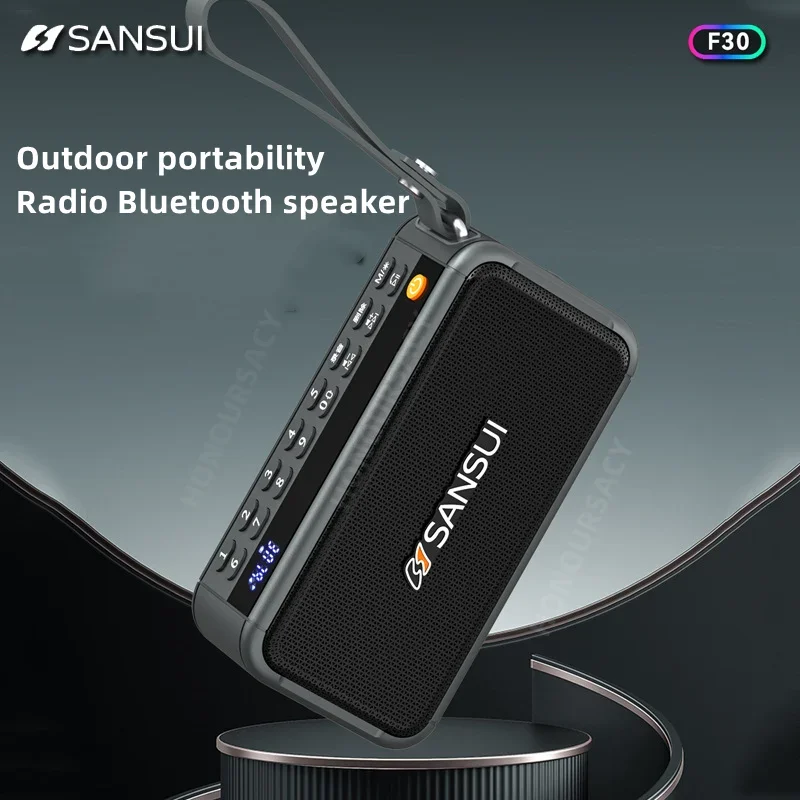 

New Sansui F30 Retro FM Radio Wireless Bluetooth Speaker Insert Card Mini Plug in Walkman Music Player Portable Stereo Subwoofer