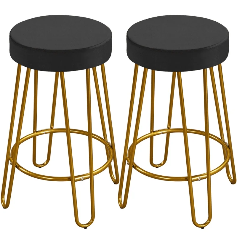 

Бархатный бархатный стул Alden Design с обивкой, набор из 2 предметов, черный