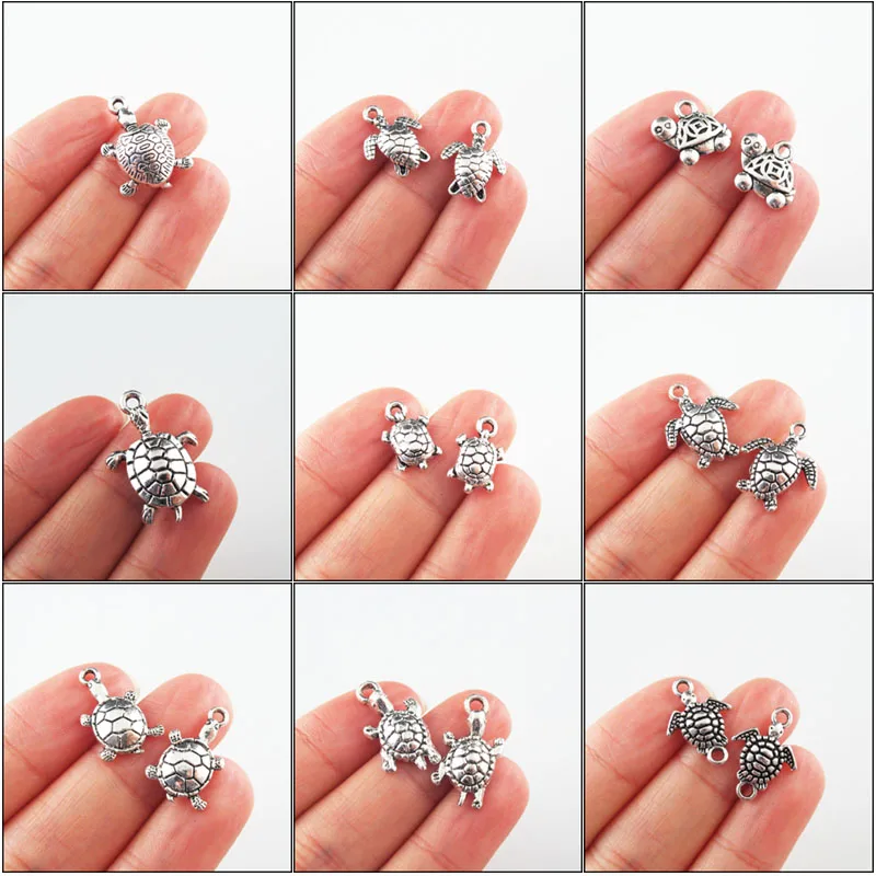 

Fashion New Lovely Animal Tortoise Charms Antique Silver Color Pendants For Gifts Jewelry