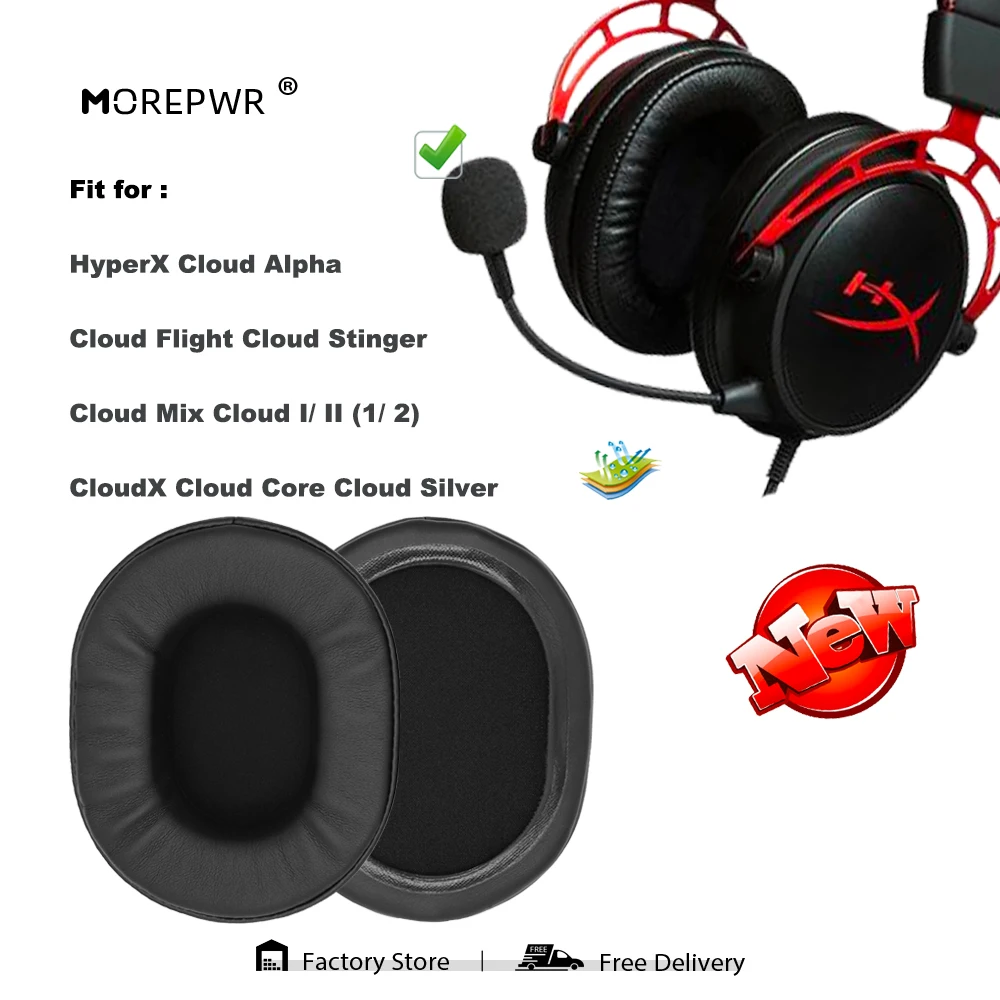 Auricolari Di Ricambio Per Hyperx Cloud Alpha Cloud Flight Stinger Mix Cloud I/ Ii (1/2) Cloudx Cloud Core Paraorecchie Argento