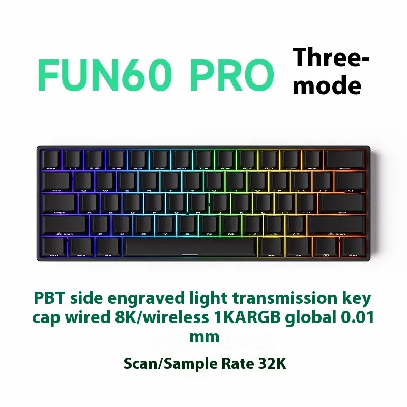 MONSGEEK FUN60 Pro Magnetic Switch Keyboard Three Mode/Wired 8K RT