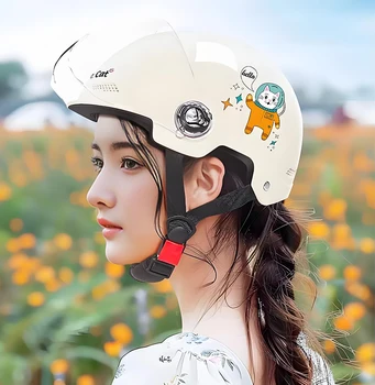 2025 electric bicycle helmet motorcycle helmet unisex summer half helmet riding helmet rabbit pattern men women 1