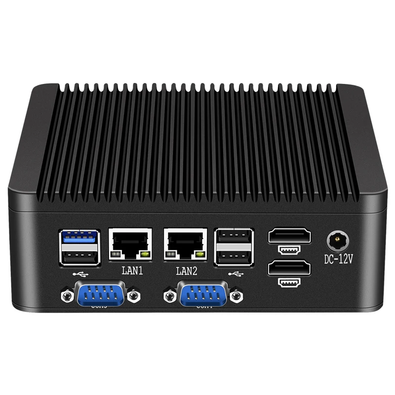 산업용 팬리스 미니 PC, 셀러론 J4125 쿼드코어, N4000, 2 LAN, 4 COM RS485 데스크탑 컴퓨터, 윈도우 10 프로 리눅스 와이파이 미니PC