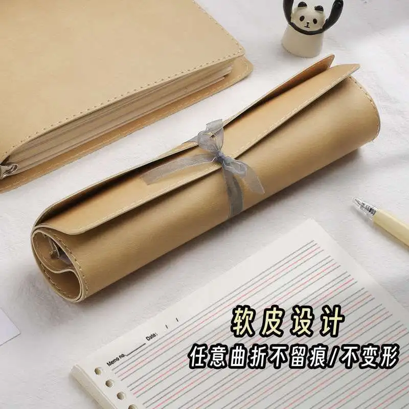 B5/A4 Loose-Leaf English Notebook, Soft Leather Cover, Detachable Binder, No Hand Hurting Design, For Middle High School Student - 4