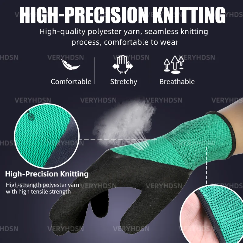 work gloves 2pairs high dexterity safety work gloves durable breathable polyurethane coated knit wrist cuff for men women