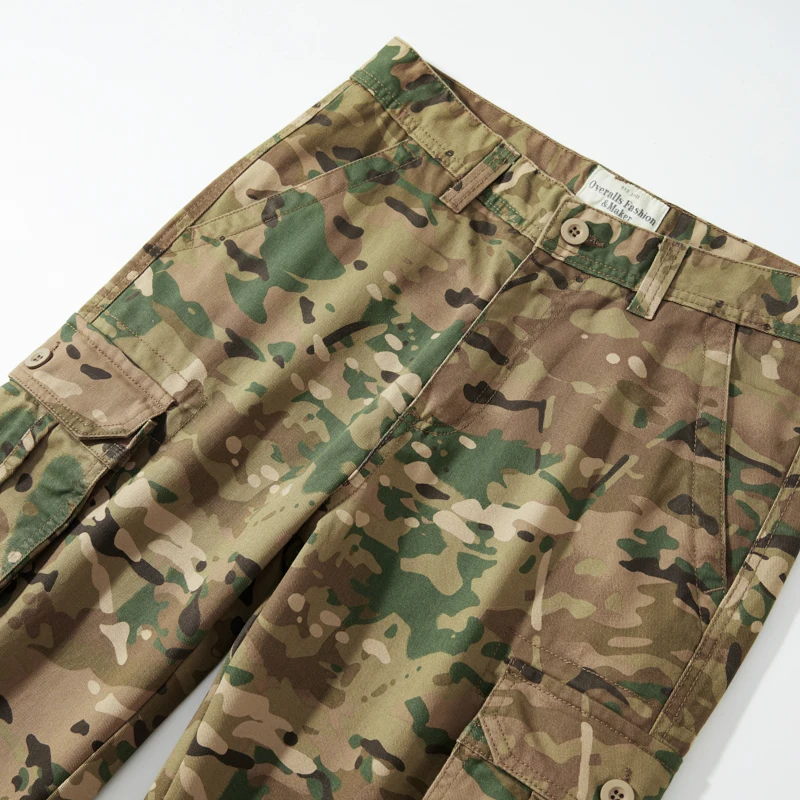 Pantaloni Cargo Mimetici da Uomo con Tasche Multiple, Gamba Dritta e Vestibilità Comoda, Traspiranti e Resistenti all'Usura, per Attività all'Aperto e Uso Quotidiano, 100% Cotone - immagine 3