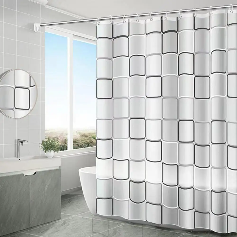 1 Set 180*120cm Shower Curtain Partition Waterproof Bathtub Curtain Fabric Lined Hotel Machine Washable Soft Home Bathroom shower curtains