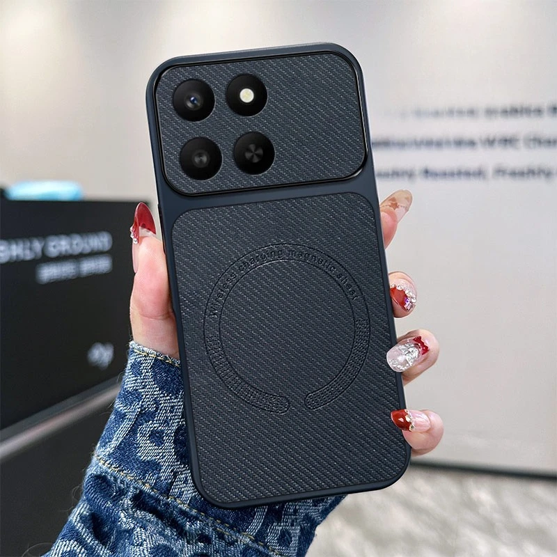 Lychee Pattern Magnetic Ultra-Thin Protective Case with Wireless Charging Compatibility