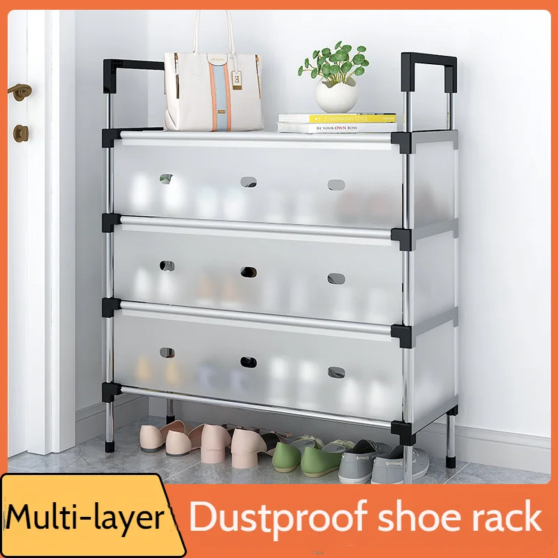 

Simple DIY Shoe Rack Multi-Layer Dustproof Storage Rack Door Multi-Functional Household Economical Space Saving Shoe Cabinet