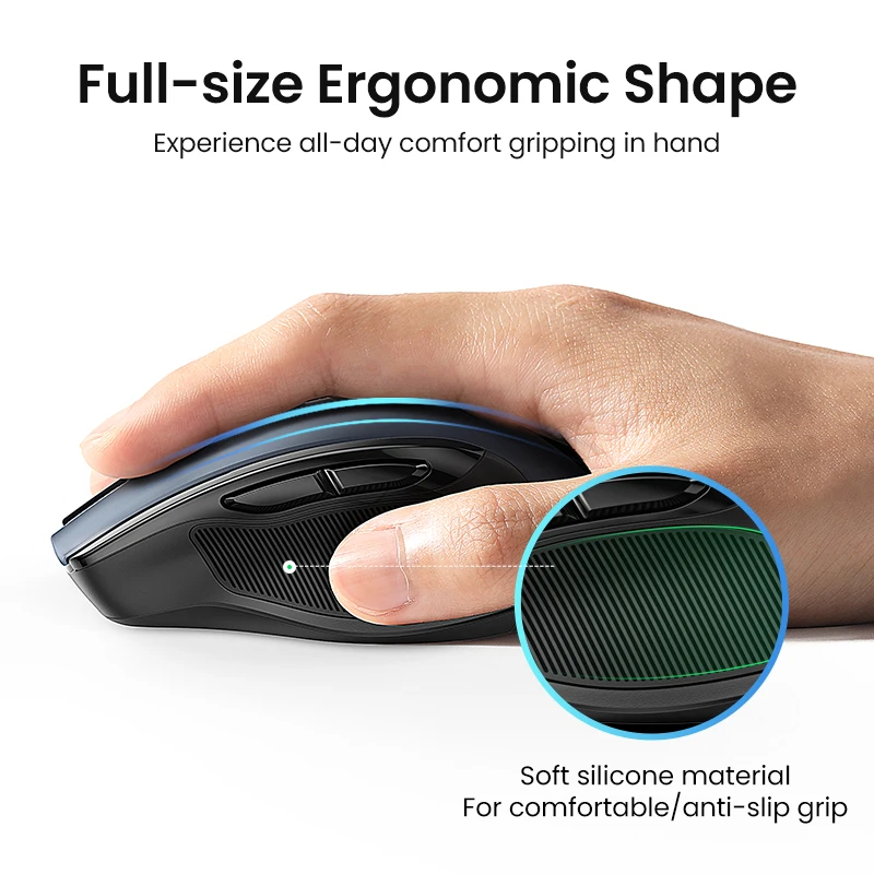 Ergonomic Wireless Bluetooth Mouse with 4000DPI and Silent Clicks