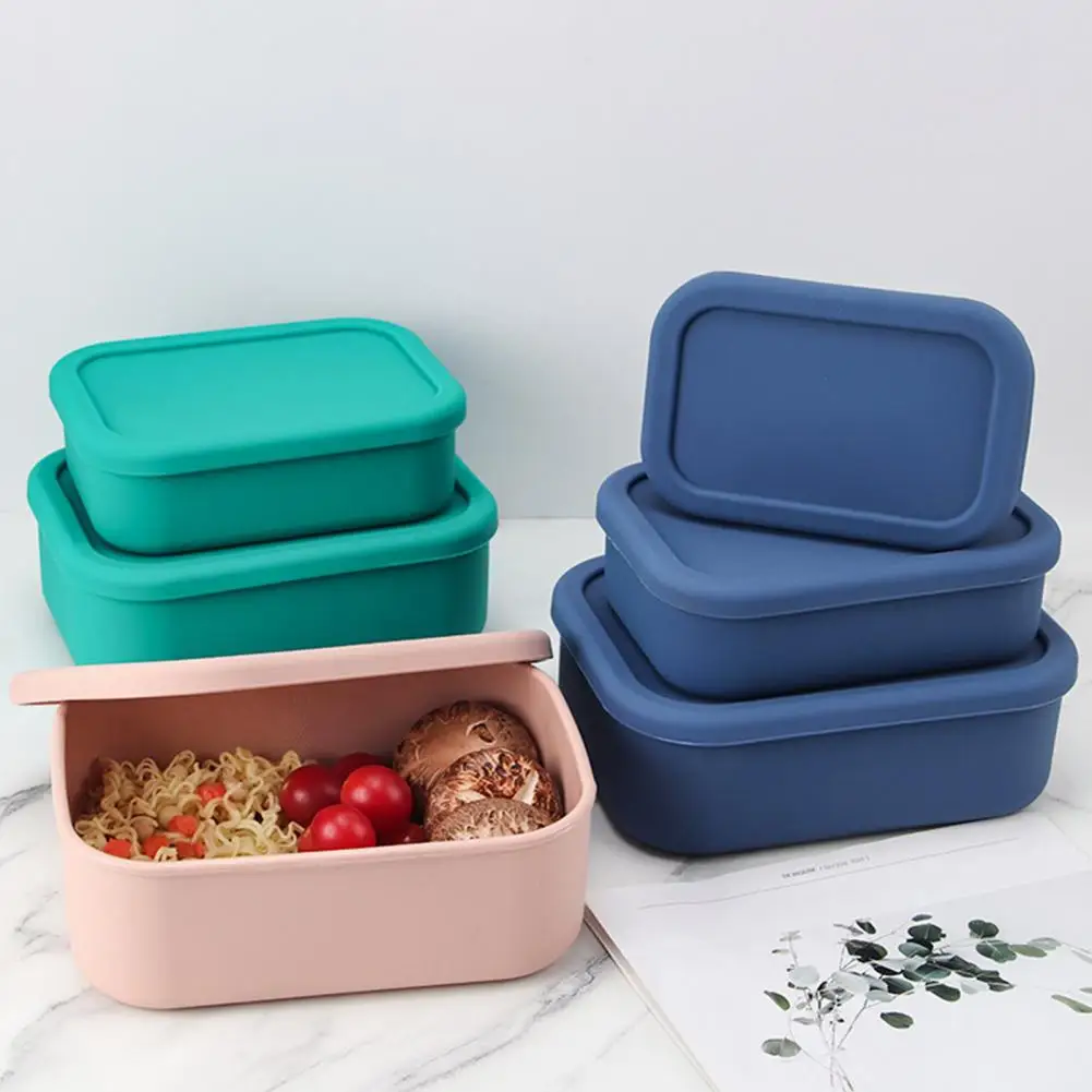 SiliconeFoodContainerWorkLunchBoxFruitCrisperBox