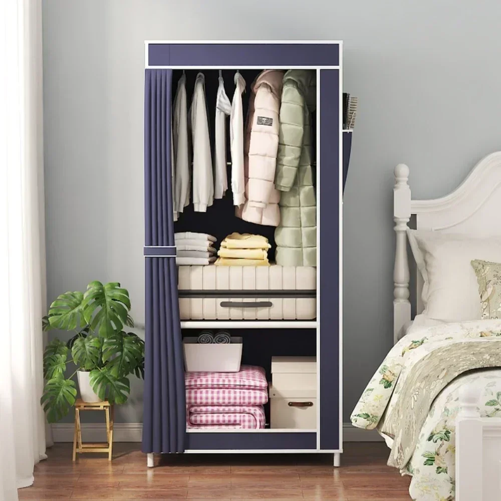 Fabric Wardrobe Minimalism Fabric Wardrobes Organizer Floor Multi Layer Clothing Storage Cabinets Bedroom Dust Proof Foldable Clothing Hanger