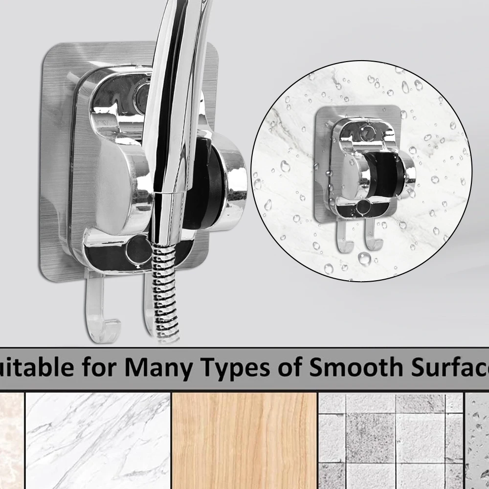 Shower head holder 2-1PCS showerhead holder wall mounted punch free shower bracket adjustable shower head hook handheld holder bathroom accessories