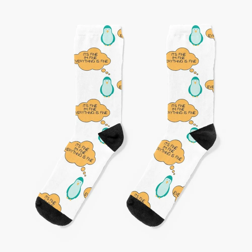 

Cute Penguin: It fine I fine everything is fineSocks Thermal Socks Men Golf Socks