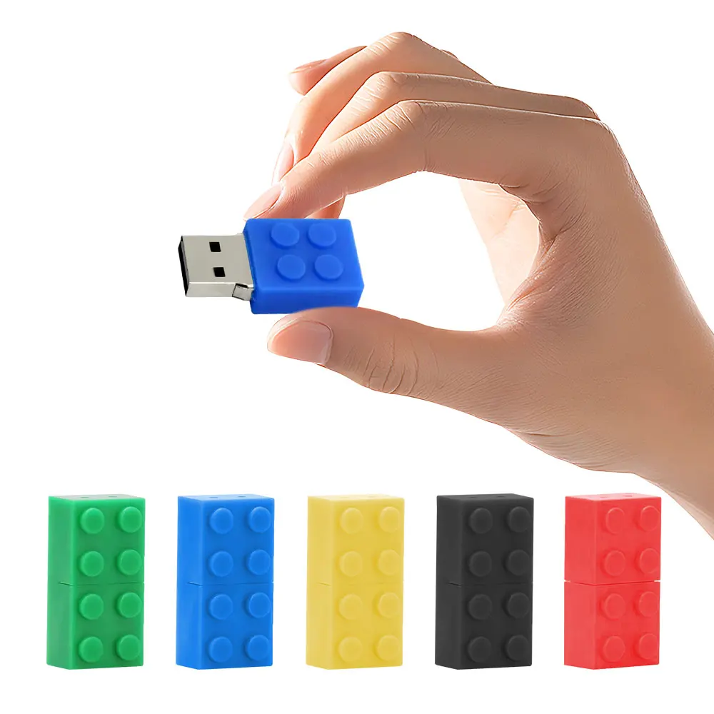 장난감 블록 메모리아 USB 2.0 플래시 드라이브 4GB 실리카겔 빌딩 블록 32GB 펜 드라이브 실제 용량 USB 스틱 16GB 어린이 선물
