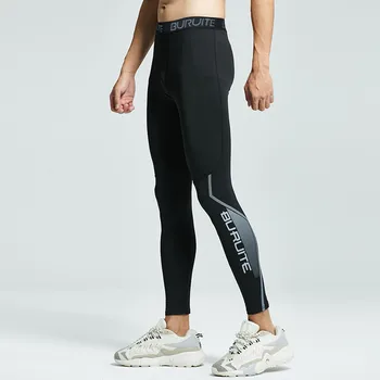 Fitness Tights Men'S Autumn And Winter High Elastic Quick Dried Sports Underlay Running Yoga Basketball Training Pants