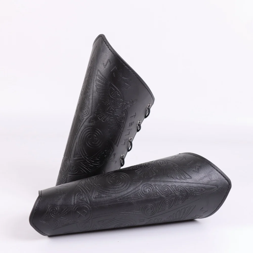 2er-Pack Kunstleder-Armbänder, Wikinger, mittelalterliche Armschützer, Armbänder, Halloween-Zubehör