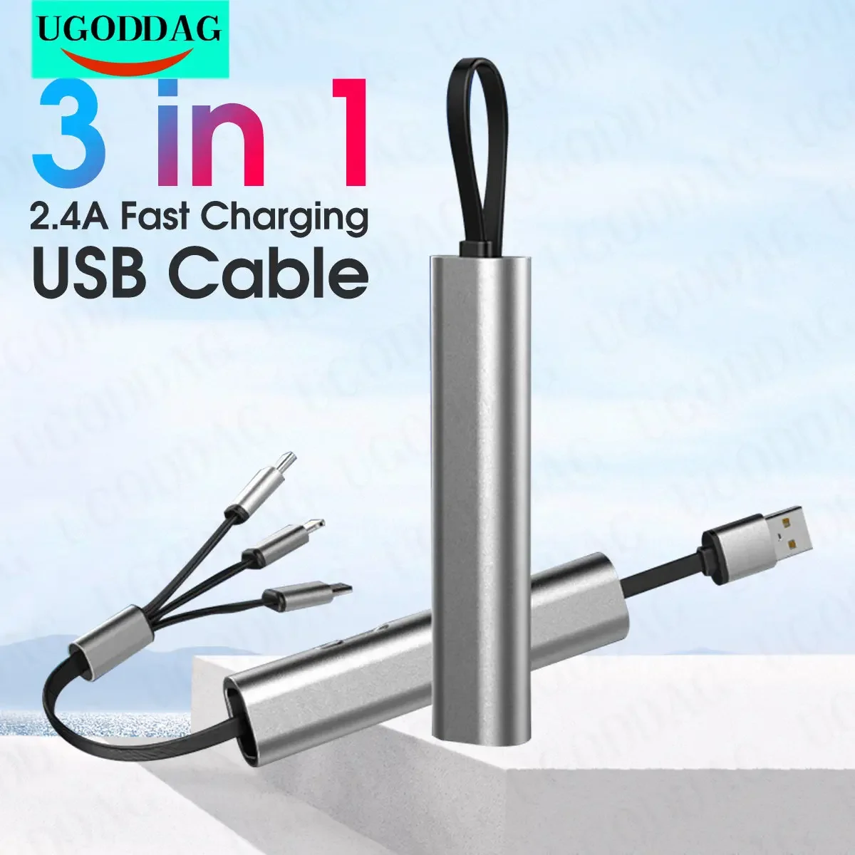 Metal em Cabo de Carregamento Rápido Usb para Iphone Samsung Huawei Escondido Multi Retrátil Micro Usb c Carregador Cabo Presentes Criativos