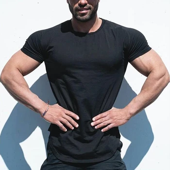 Abbigliamento semplice maglietta moda uomo cotone traspirante Fitness T-Shirt manica corta da uomo maglietta da palestra maglietta attillata estiva Homme