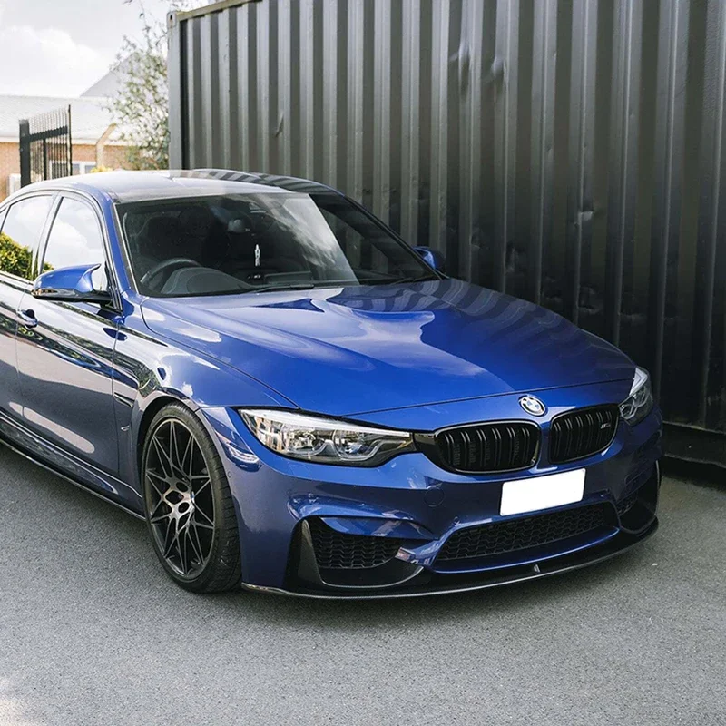 BMW 3 시리즈 F30 (2012-2018) M3 스타일 프론트 립 범퍼 디퓨저 스플리터 바디 키트 (4개) 유광 블랙 카본룩
