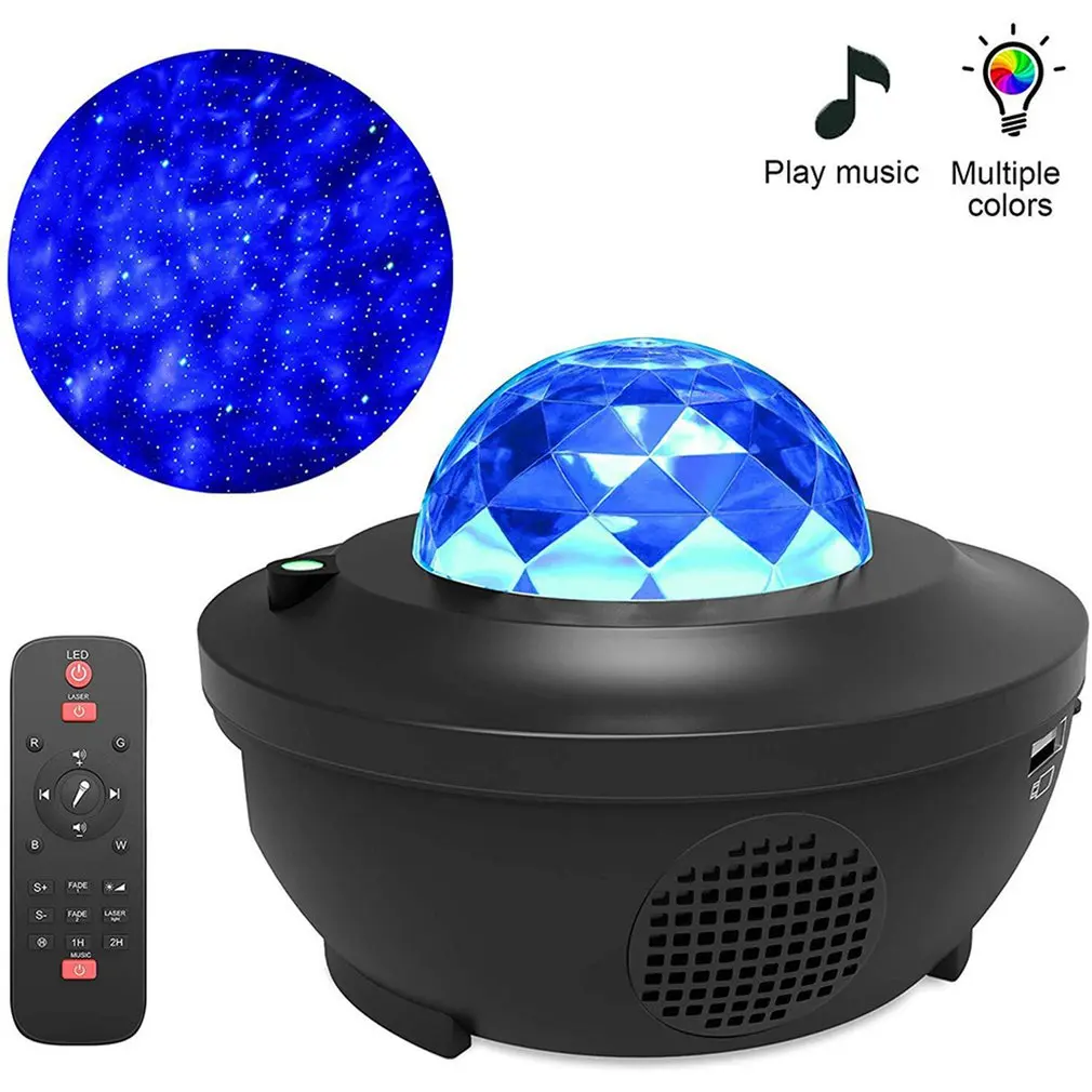 

LED Galaxy Projector Ocean Wave LED Night Light Music Player Remote Star Rotating Night Light Luminaria For kid Bedroom Lamp New