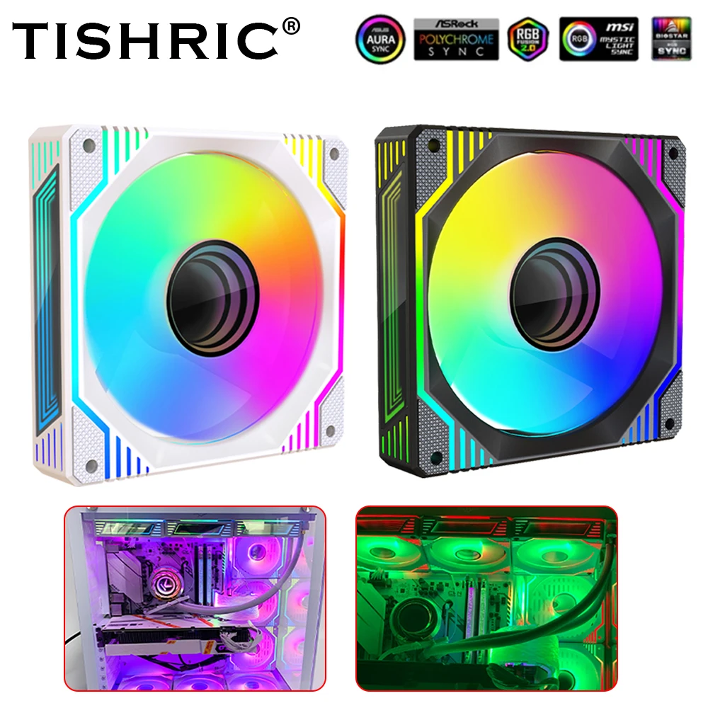 Tishric 120Mm Argb Pc Case Ventola Di Raffreddamento Dispositivo Di Raffreddamento Argb 5V 3Pin Pmw 4Pin 12 Cm Ventilador Pc Gamer Computer Case Kit V