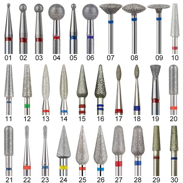 Diamond Milling Cutter Nail Drill Bits Set For Manicure Accessory Pedicure Eletric Machine Nail Bit Brush Burr Tool 2