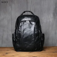 NZPJ Genuine Leather Men Backpack Fashionable Top Layer Cowhide Backpack Large Capacity Computer Bag Suitable For 16 Inch Laptop 1