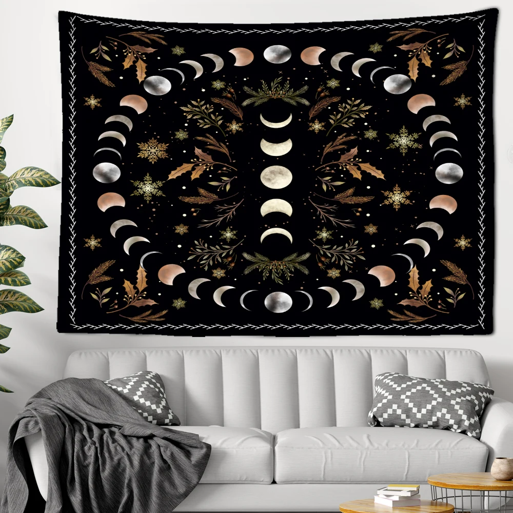 

Moon Phase Sun Black and White Tapestry Wall Hanging Boho Hippie Tapiz Cosmic Art Dorm Psychedelic Home Decor