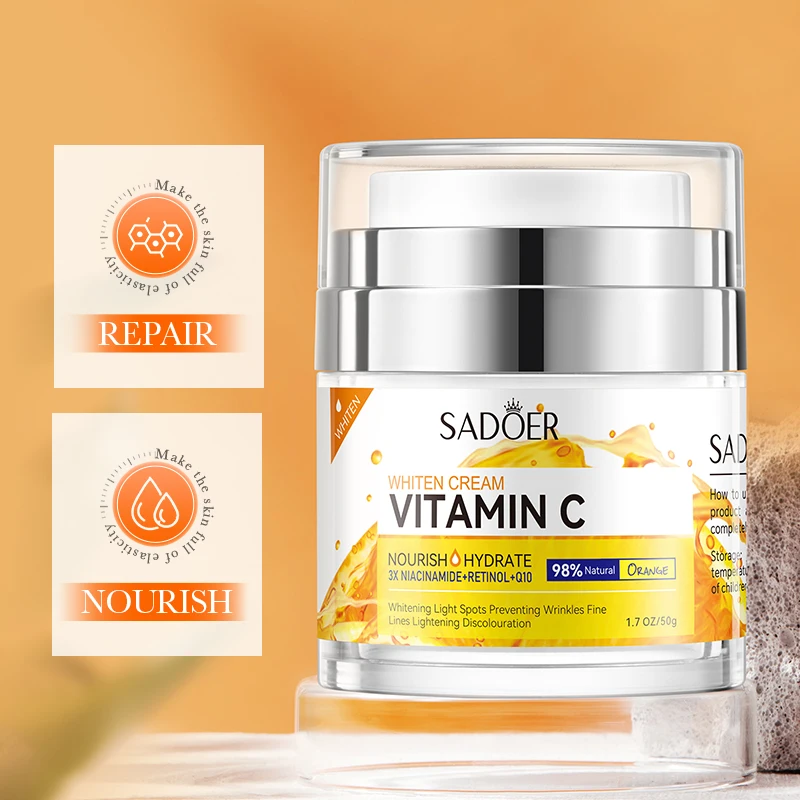 SADOER Vitamin C Anti Wrinkles Face Cream Firming Moisturizing Brightening Facial Day Creams Beauty Skin Care