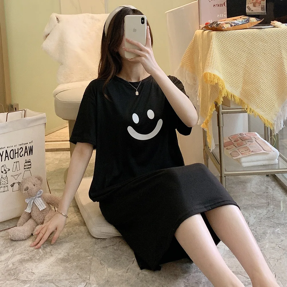 Summer Ladies Maternity New Short-Sleeved Nightgown Female Summer Pajamas Maternity Casual Large Size Loose Nightgown Homewear 5