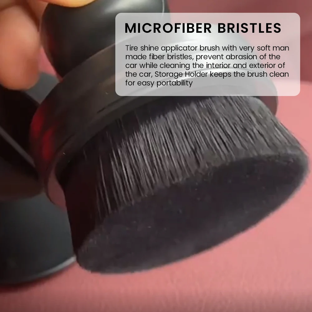 Tire Shine Applicator Brush Handheld Portable High Density For Car With Holder