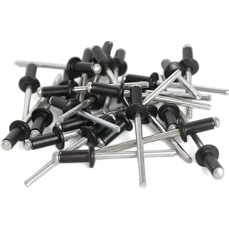 Rivets and Fasteners 180pcs Black Plated Aluminum Blind Rivets Set Mushroon Head Rivet Mandrel Blind Rivets Nail 3.2x8/3.2x10/4.0x10/4.0x13/5x14mm