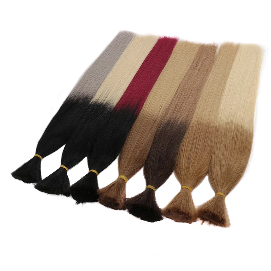100% Real Human Hair Bulk Hair Machine Made Remy Straight Bulk 12-28nch 100g Natural Blonde Extension No Weft