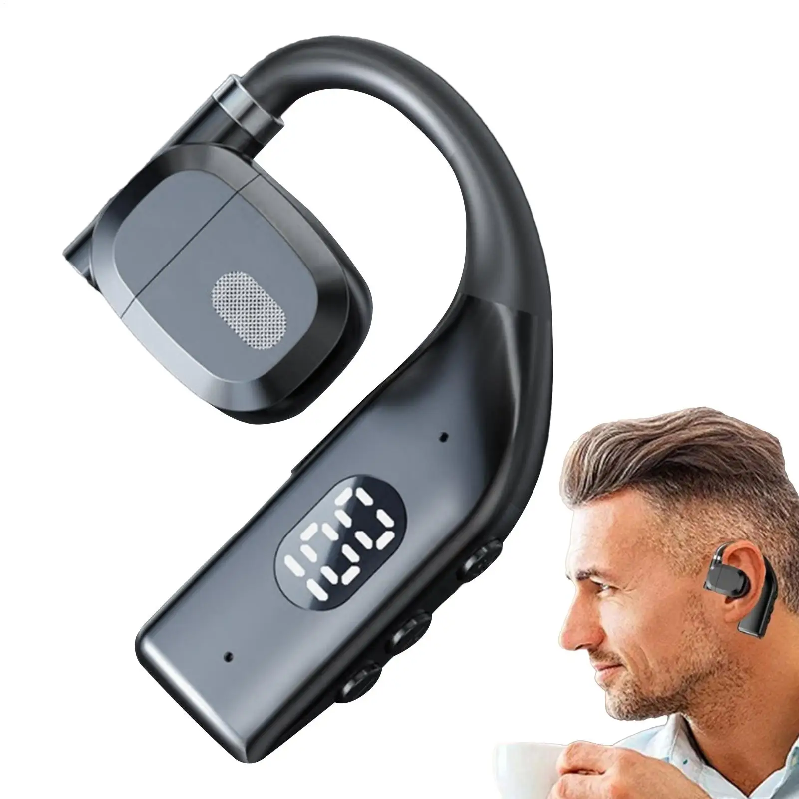 Description Picture 2 of itemWireless Blue Tooth Earphones Digital Display Hanging Ear Sports Earphones Noise Cancelling Earpiece For Driving Business