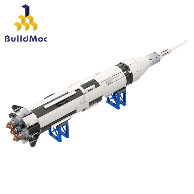 Buildmoc Space Medium-Size Saturn Ib Rocket Building Block Set 21309 Carrier Launch Vehicle Model Bricks Toys For Children Gift