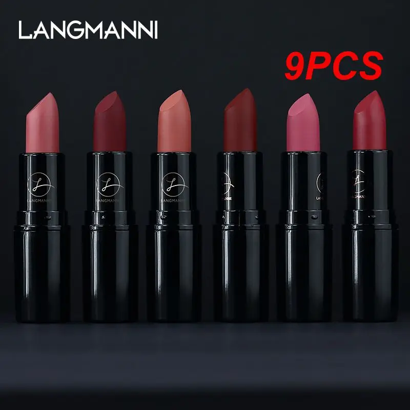 

9PCS New Star Lipstick Waterproof Pigment Single Matte Semi Velvet Easy To Wear Lasting Nonstick Cup Sparkling Lipstick 6Colors