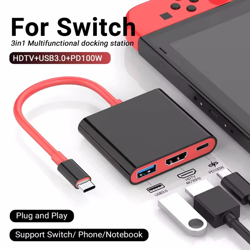 Portable Switch Dock Station with HDMI and USB 3.0 Ports